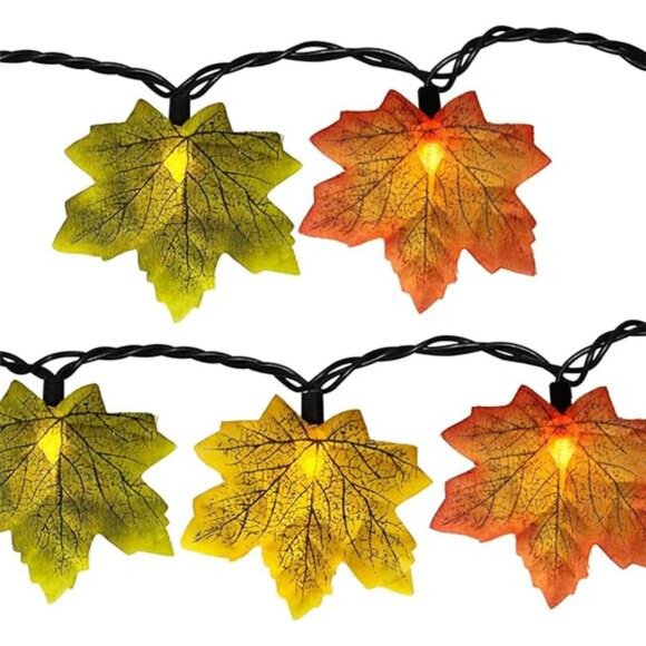 Fall Maple Leaf String Lights 13.6Ft LED Multicolor Thanksgiving Halloween Decor - Picture 7 of 7